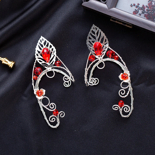 Red Stone Elf Earrings