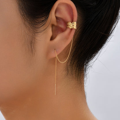 Leaf Clip Super Long Earrings