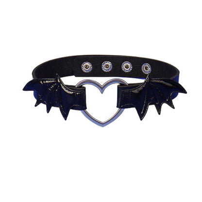 Dark Punk Love Wing Leather Choker Collar