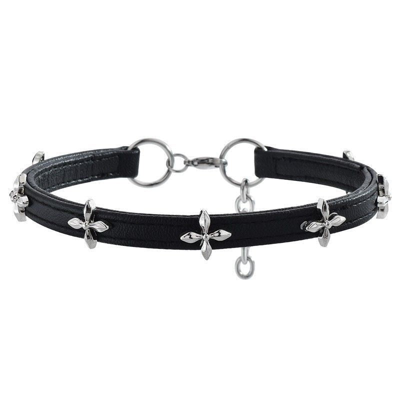 Dark Cross Flower Stand Choker Collar